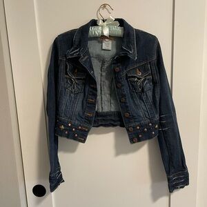 paris blues dark wash denim cropped jacket💕
